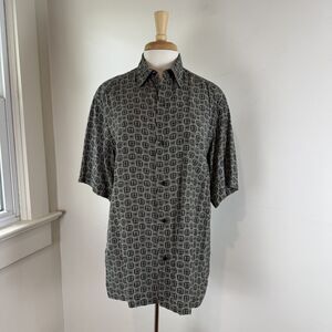 Vintage 90s Silk Abstract Geometric Shirt | Mens Medium, Womens Oversized XL